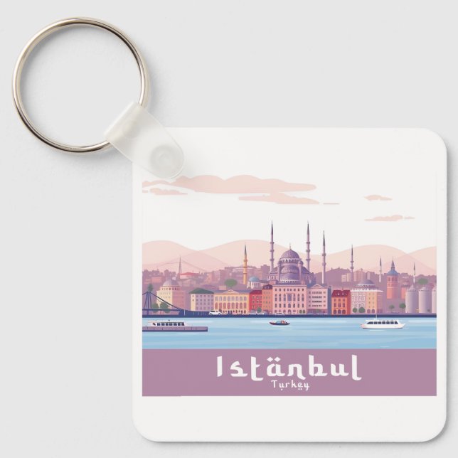 Istanbul Turkey Pastel Travel Design Schlüsselanhänger (Vorderseite)