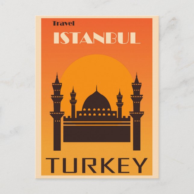 Istanbul Turkey Vintage Travel Poster Postkarte (Vorderseite)