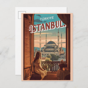 Istanbul Turkiye Reise Vintage Souvenirgeschenke Postkarte