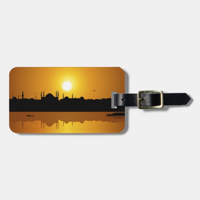 Istanbul und Sonnenuntergang Gepäckanhänger (Vorderseite horizontal)