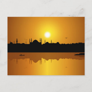 Istanbul und Sonnenuntergang Postkarte