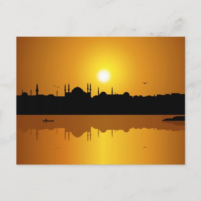 Istanbul und Sonnenuntergang Postkarte (Vorderseite)