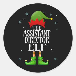Istant Director Elf Xmas Funny Family Matching Chr Runder Aufkleber