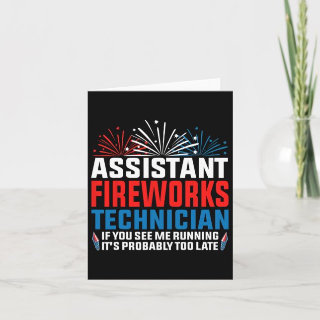 Istant Fireworks Techniker, wenn Sie Funny 4th O s Karte (Vorderseite)