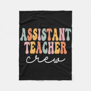 Istant Teacher Crew Retro Groovy Erster Schultag Fleecedecke
