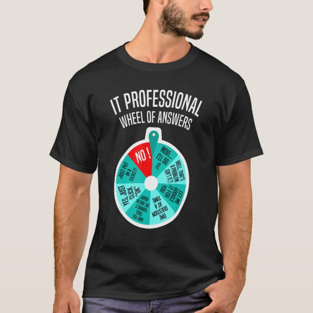 IT-Berufliches Rad der Antworten Funny Tech Karo T-Shirt (Vorderseite)