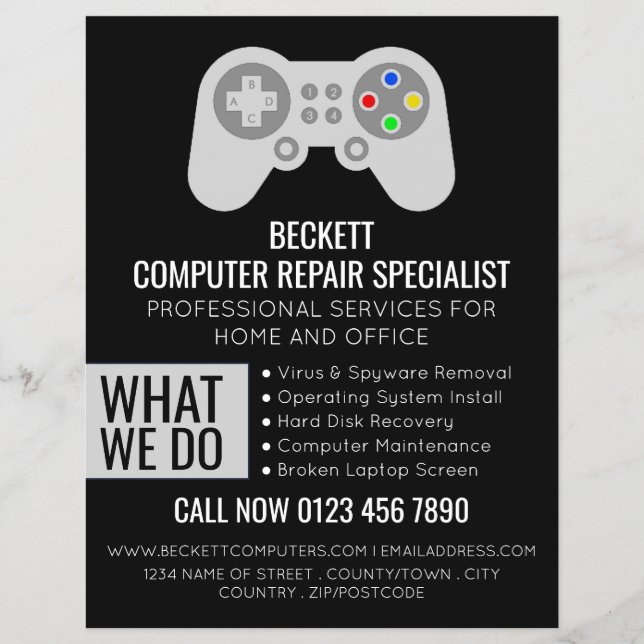 IT/Computer, Fachwerbung für Computerreparatur Flyer (Vorne)