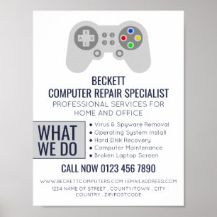 IT/Computer, Fachwerbung für Computerreparatur Poster