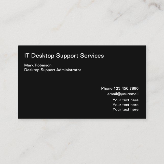 IT Desktop Support-Spezialist Visitenkarte (Vorderseite)