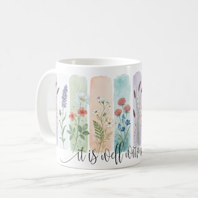 It Is Well With My Soul Floral Mug Kaffeetasse (Vorderseite Links)
