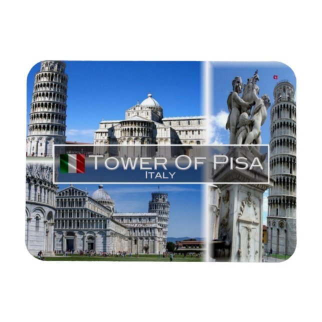 IT Italien - Der Schiefe Turm von Pisa - Magnet (Horizontal)