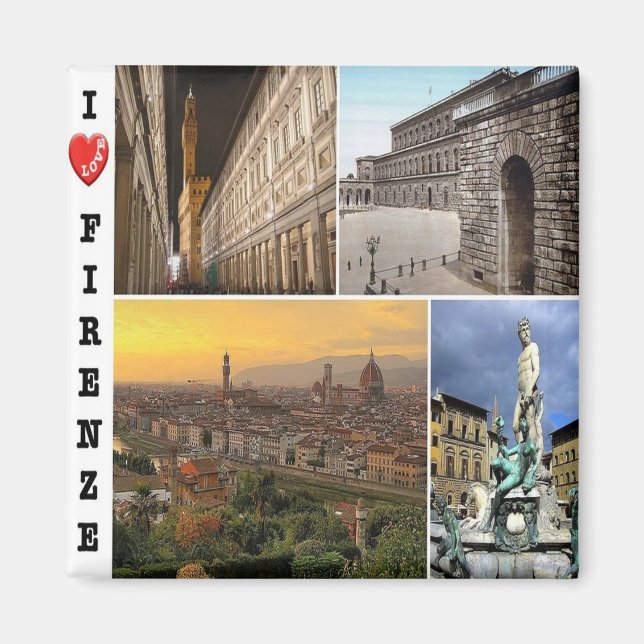 IT - Italien - Florenz - I Liebe - Collage Mosaik Magnet (Vorne)