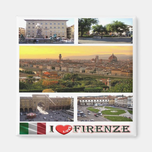 IT - Italien - Florenz - I Liebe - Collage Mosaik Magnet (Vorne)