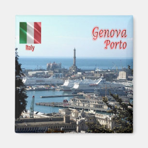 IT - Italien - Genua - Panorama-Hafen Magnet