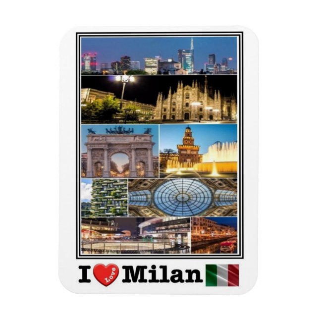 IT Italien - Mailand - I Liebe Mosaik - Magnet (Vertikal)