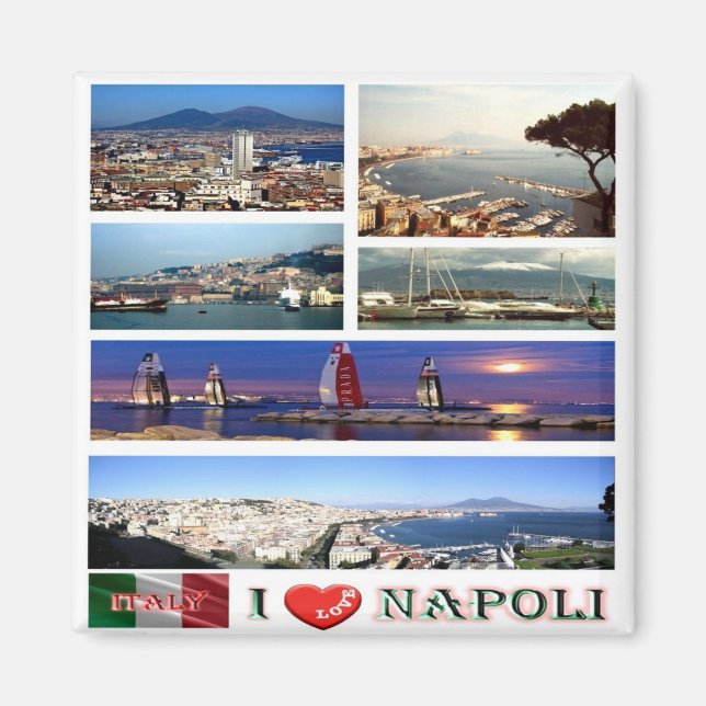 IT - Italien - Neapel - I Liebe - Collage Mosaik Magnet (Vorne)