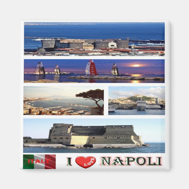 IT - Italien - Neapel - I Liebe - Collage Mosaik Magnet (Vorne)