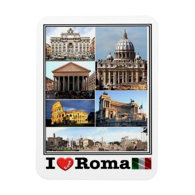 IT Italien - Roma - I Liebe Mosaik - Kolosseo - Magnet (Vertikal)