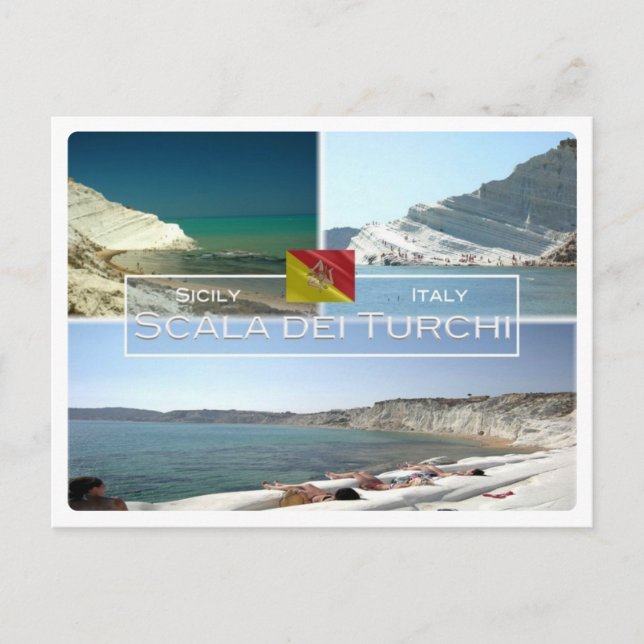 IT Italien - Sizilien - Scala dei Turchi - Postkarte (Vorderseite)
