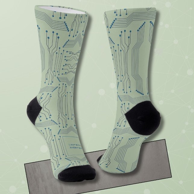 IT-Mann Blaue Leiterplatte auf Grün Socken (Von Creator hochgeladen)
