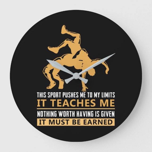 IT MUST BE EARNED Wrestling Große Wanduhr (Vorderseite)