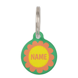 IT Orange Daisy Blume Name Tag ID Haustiermarke