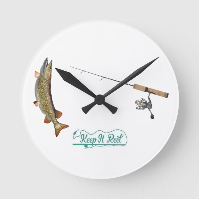 ****IT REEL FISHERMAN'S*** CLOCK BEHALTEN RUNDE WANDUHR (Vorderseite)