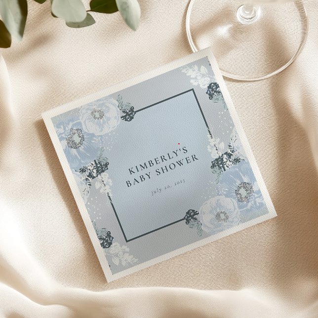 It’s A Boy Blue Floral Baby Shower Paper Napkins Serviette (Von Creator hochgeladen)