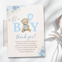 It’s a Boy, Cute Watercolor Bear Baby Shower boy