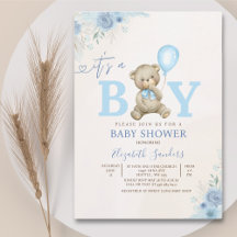 It’s a Boy, Cute Watercolor Bear Baby Shower boy