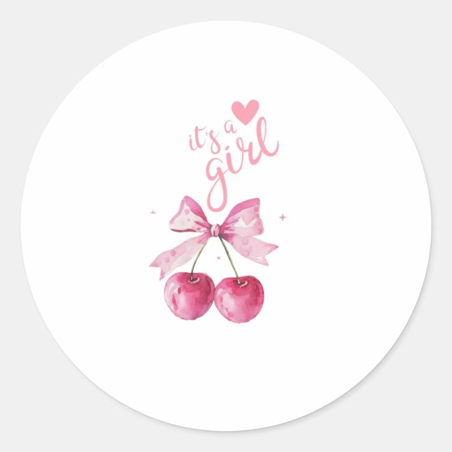 It’s a Girl Cherry Baby Shower Sticker (Vorderseite)