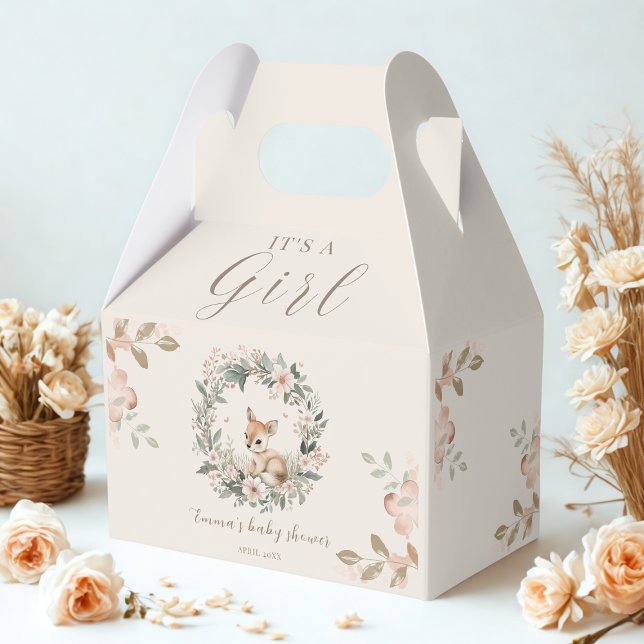 It’s a Girl Floral Deer Baby Shower Favors Geschenkschachtel (Von Creator hochgeladen)