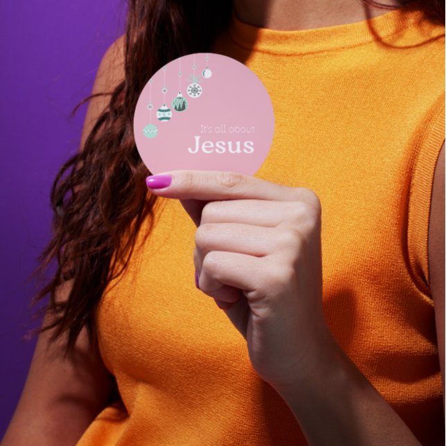  It’s All About Jesus – Pink Pastel Christmas Runder Aufkleber (Von Creator hochgeladen)