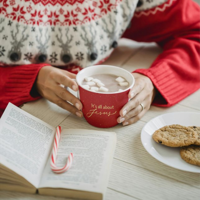 It’s All About Jesus – Red & Gold Christmas  Tasse (Von Creator hochgeladen)