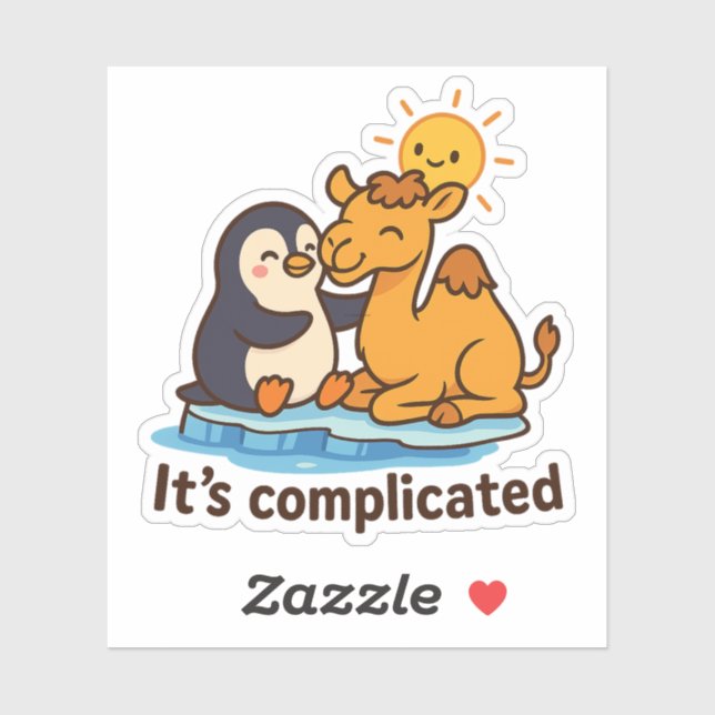 It’s Complicated – Penguin & Camel Hug Aufkleber (Blatt)