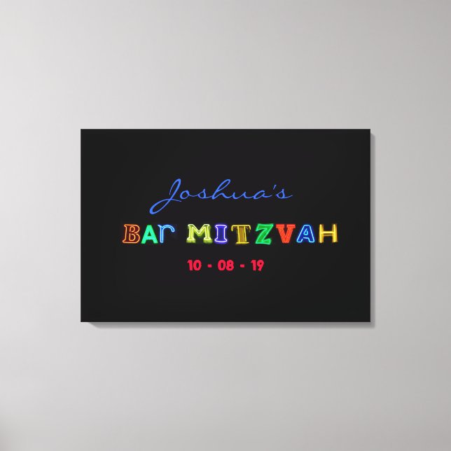 IT"S ELECTRIC Bar Mitzvah Memory Sign-In-Board Leinwanddruck (Vorderseite)