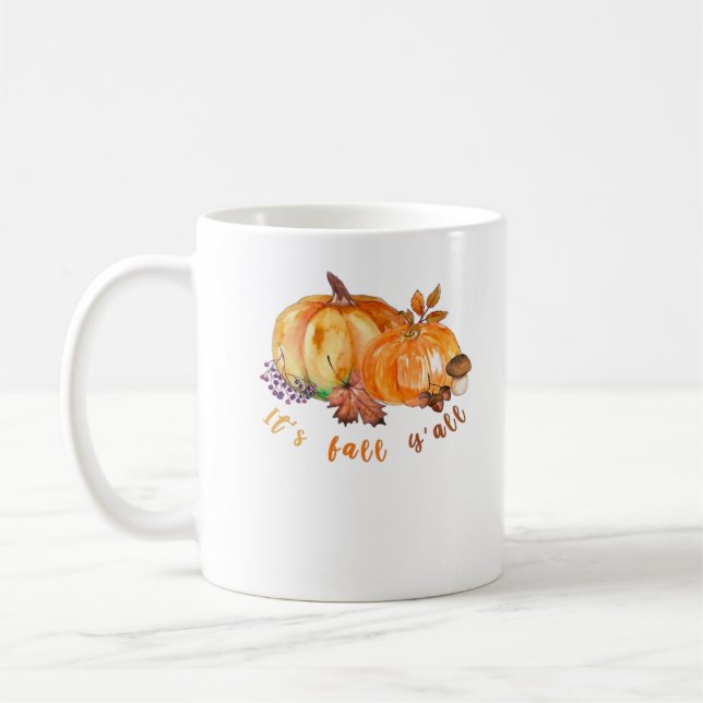 It’s Fall Y’all Autumn Leaves Pumpkin And Mushroom Kaffeetasse (Links)