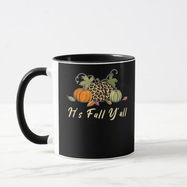 It’s Fall Y’all Happy Autumn Fall Y’all Leopard Pu Tasse (Links)