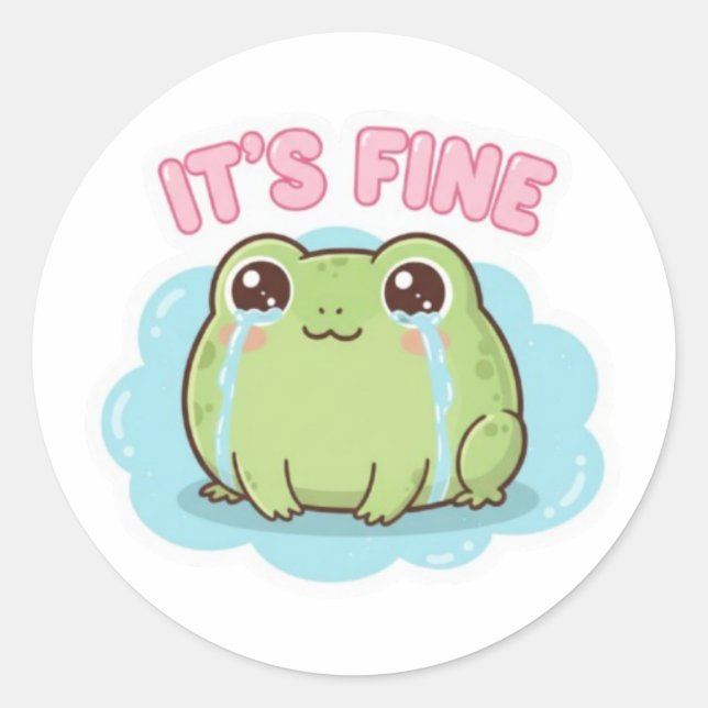 It’s Fine Frog Sticker Cute Crying Frog Meme Kawai (Vorderseite)