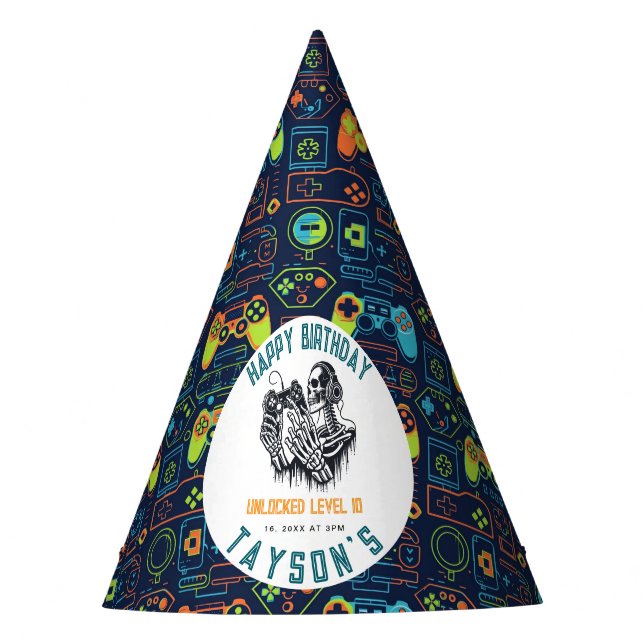 It’s Game On Skull  – Video Game Birthday Partyhütchen (Vorderseite)
