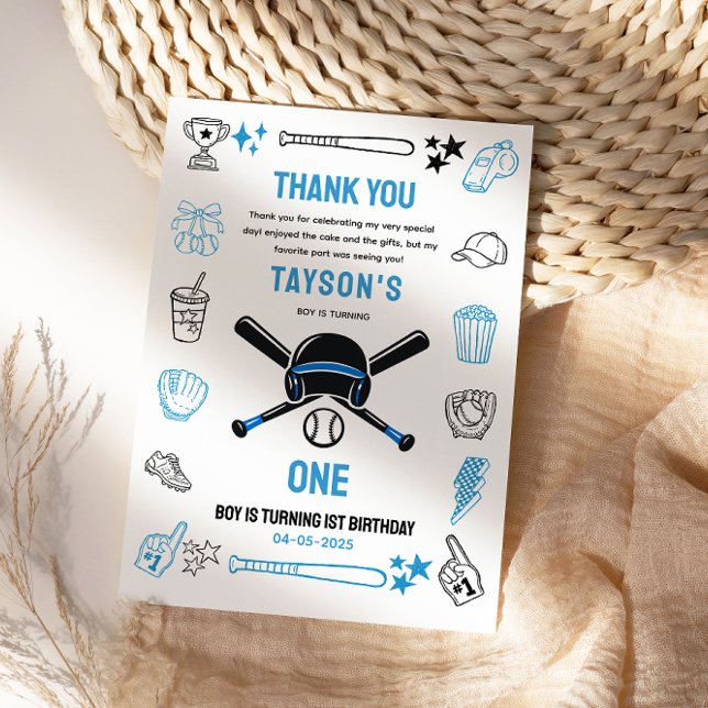 It’s Game Time Baseball 1st Birthday Dankeskarte (It’s Game Time Baseball 1st Birthday Thank You Card
)