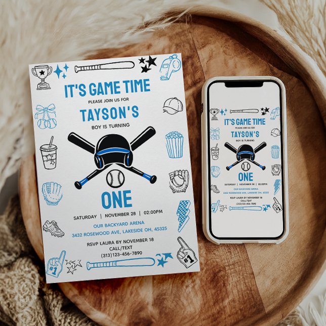 It’s Game Time Baseball 1st Birthday – Fun Sports  Einladung (It’s Game Time Baseball 1st Birthday – Fun Sports Invitation
)