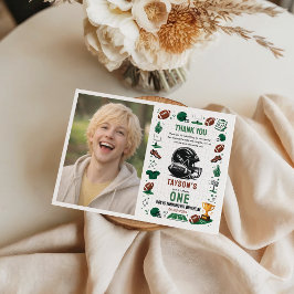 It’s Game Time football 1st Birthday Dankeskarte