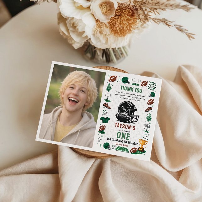 It’s Game Time football 1st Birthday Dankeskarte (It’s Game Time football 1st Birthday Thank You Card
)