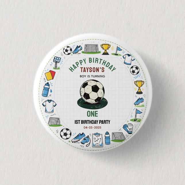 It’s Game Time football 1st Birthday – Fun Kids  Button (Vorderseite)