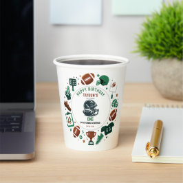 It’s Game Time football 1st Birthday – Fun Kids  Pappbecher