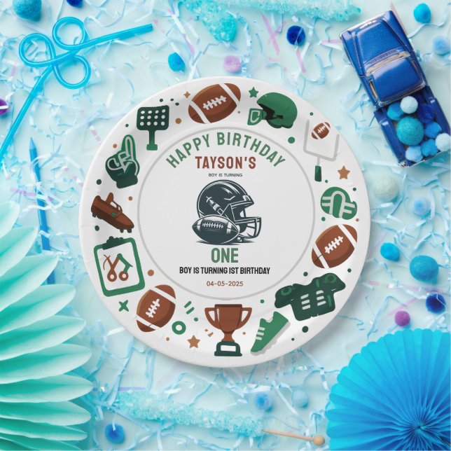 It’s Game Time football 1st Birthday – Fun Kids  Pappteller (Party)