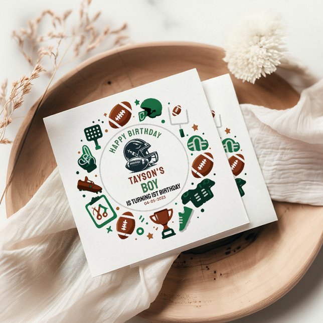It’s Game Time Football 1st Birthday – Fun Kids  Serviette (It’s Game Time Football 1st Birthday – Fun Kids Napkins
)