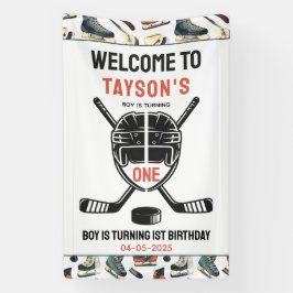It’s Game Time Hockey 1st Birthday Party Banner
