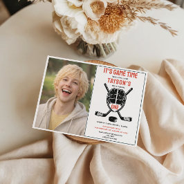 It’s Game Time Hockey 1st Birthday Party photo Einladung